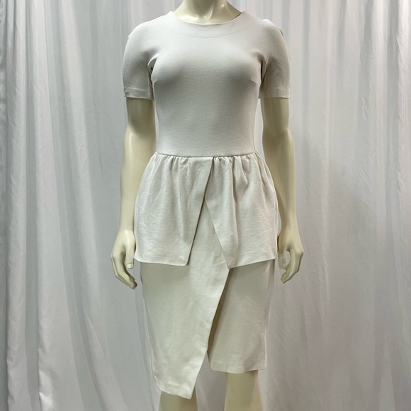 Willow Asymmetrical Peplum Dress, Off White Size 4 - Picture 1 of 11